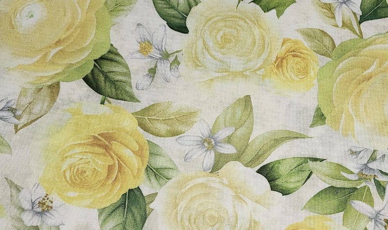 Timeless Treasures Lemon Rose Bouquets CD2456 Fabric by the Yard//piece ...