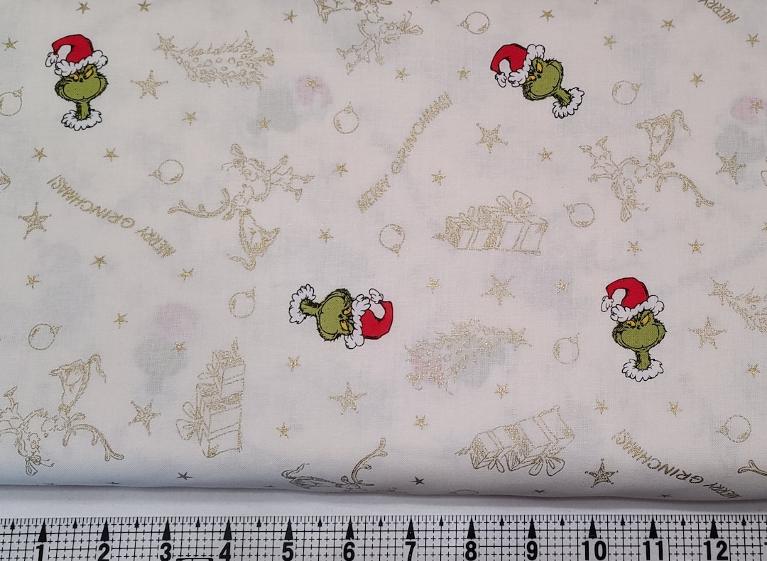 Robert Kaufman Grinch Glitzy Grinchmas Metallic 75143 Fabric by the
