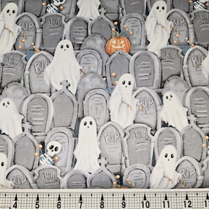 Henry Glass Ghosts in the Graveyard Glow in the Dark 2023G Fabric by the Yard//Piece