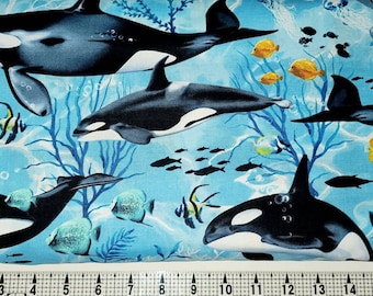 Timeless Treasures Killer Whales C7959 Fabric by the Yard/Piece