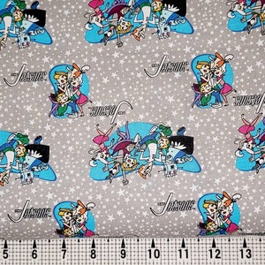Camelot Fabrics Jetsons Retro Shapes on Grey 24080304JAS Stof op maat geknipt/stuk