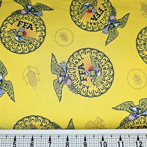 Riley Blake FFA Forever Blue on Yellow C15850 Tela cortada a medida // Pieza
