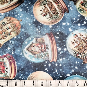 Quilting Treasures Christmas Snow Globe Toss on Navy 2600-30337-W Fabric by the Yard//Piece