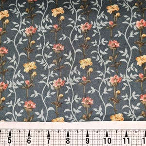 Marcus Brothers Textiles Teal Floral Stripe Fabric by the Yard///Piece