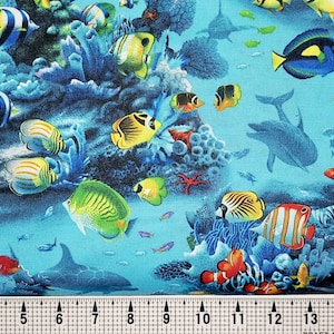Elizabeth Studios Paradise Found Tropical Fish 6108 Fabric by the Yard//Piece