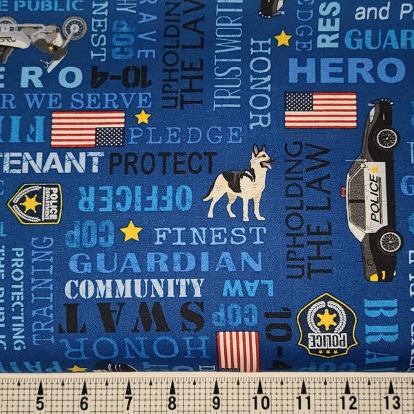 Timeless Treasures Police Words C8407 Fabric by the Yard/Piece