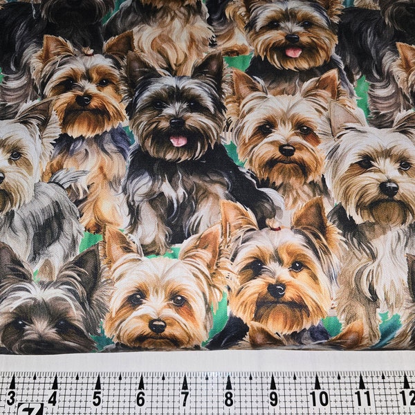 David Textiles Yorkies DX-4814-3C Fabric by the Yard/Piece