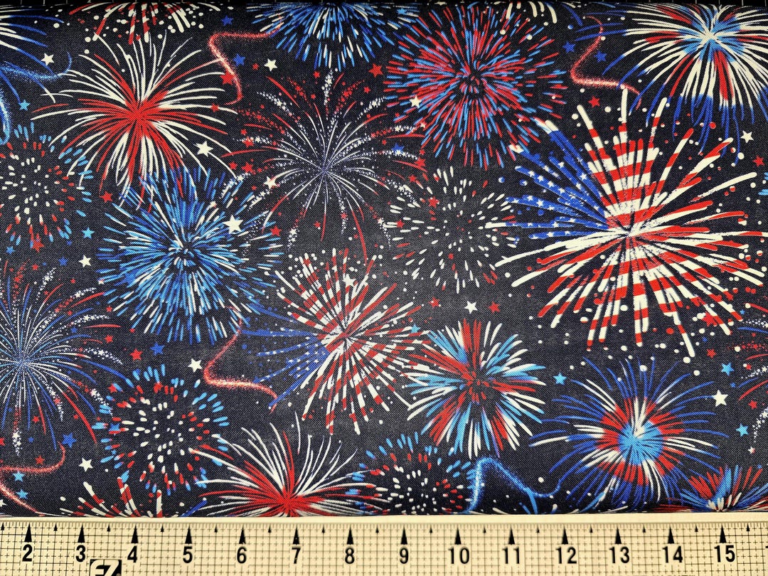 Timeless Treasures USA Flag Fireworks CD2222 Fabric by the Yard//piece ...
