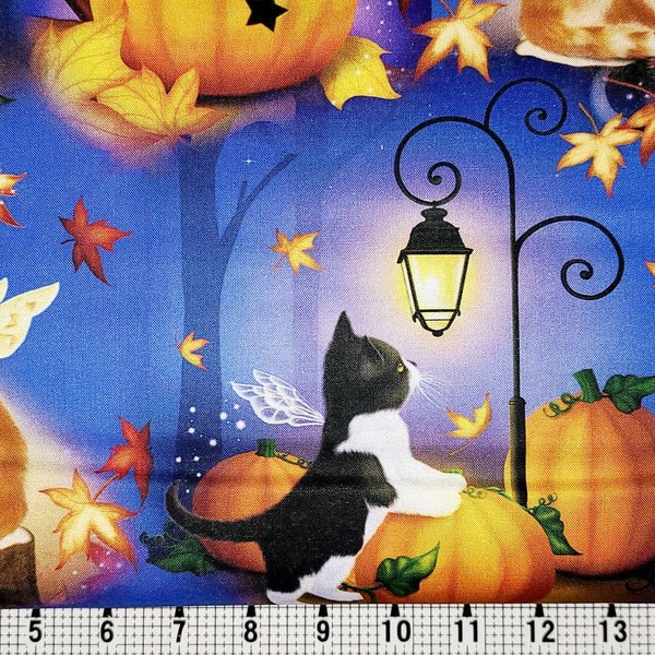 David Textiles Halloween Cat Fairies AL-4618-0C Fabric by the Yard/Piece