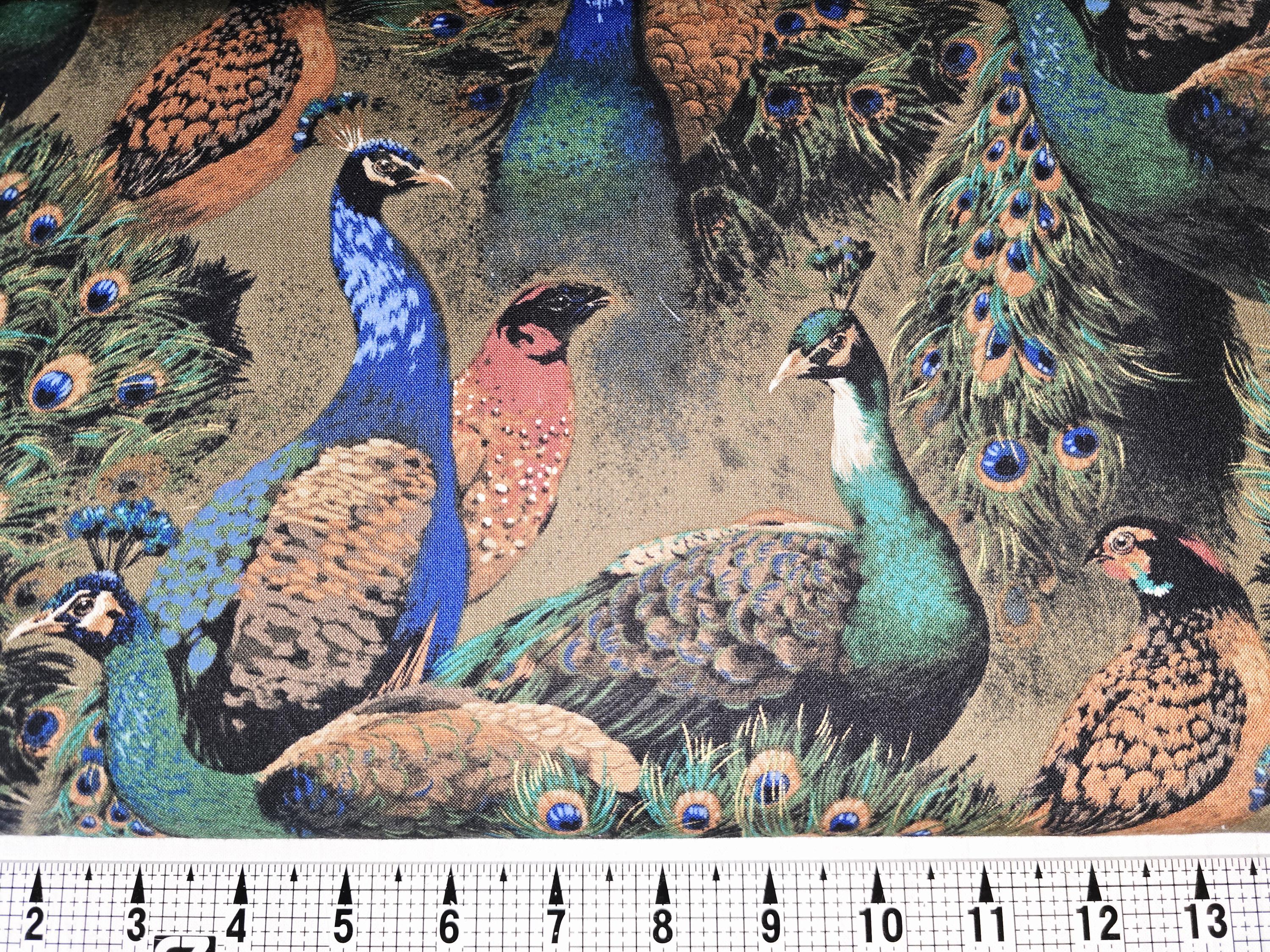 Lyndhurst Studio Aviary Peacocks and Quail 6526 Fabric by the Yard
