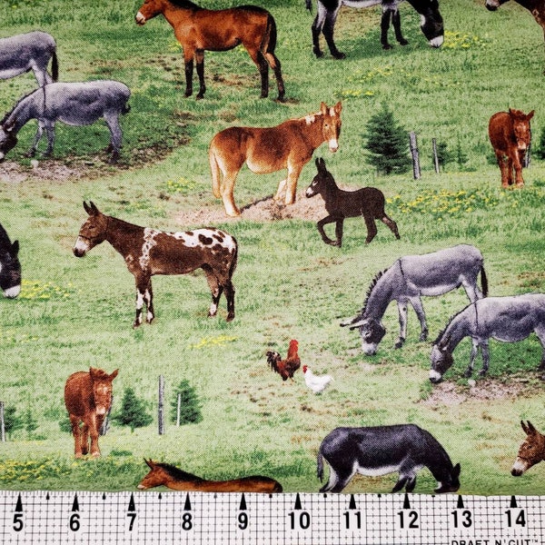 Elizabeth Studios Mules/Donkeys 506 Fabric by the Yard//Piece