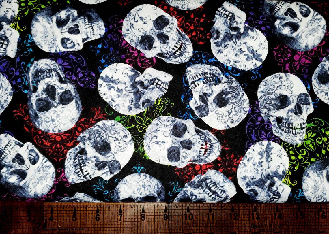 Decorative Skulls Fabric by the Yard Etsy