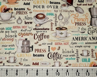 AMK Fabrics Coffee House D74110 Fabric by the Yard//Piece