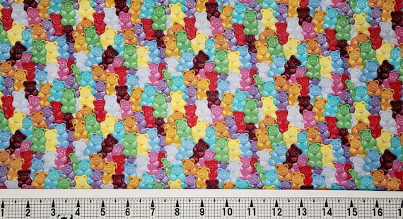 Colored Gummi Bears Fabric by the Yard//Piece