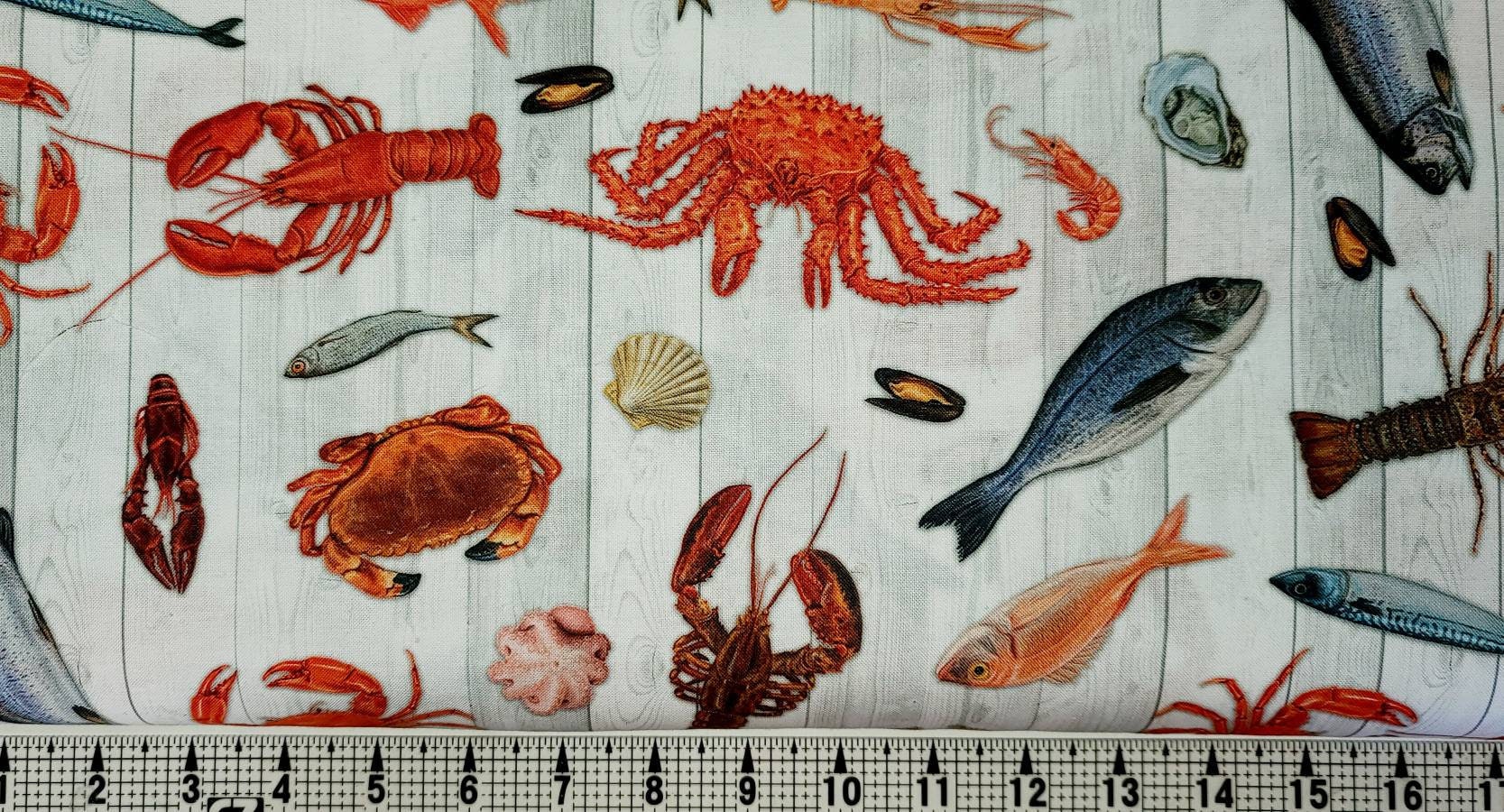 Robert Kaufman Catch of the Day Seafood 21252 Fabric by the Yard/piece