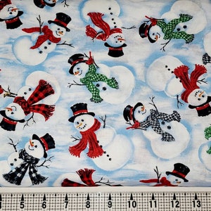 Bonhommes de neige jetés Timeless Treasures C8993 Tissu par mètre/pièce