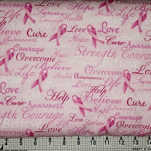 Timeless Treasures Cancer/Pink Ribbon C7659  Fabric by the Yard//Piece
