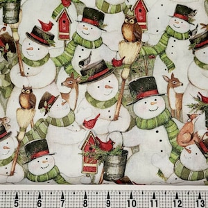 Bonhommes de neige emballés créatifs Springs CP67019 Tissu par mètre//pièce