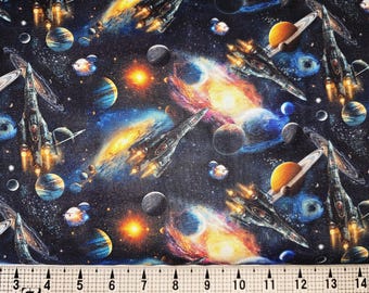 Blank Quilting Black Spaceships 4363 Fabric by the Yard//Piece