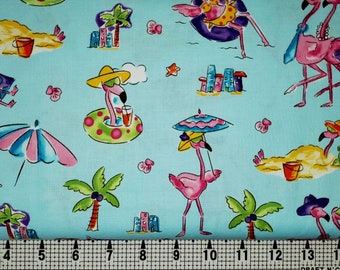 AYQ Fabrics Flamingos on the Beach 72742 Fabric by the Yard//Piece