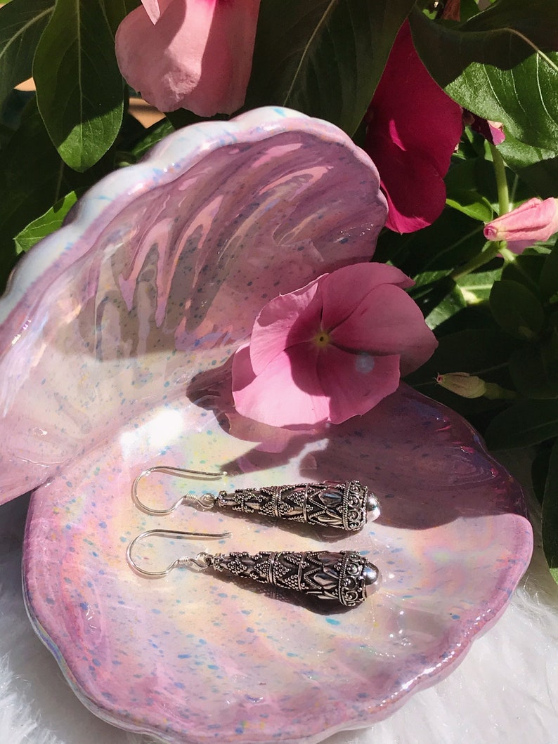 Silver Bohemian Earrings Hooks Detailed Handcrafted Jewelry Bali Jewelry Gift for mom Balinese Silver Earrings For Women Wish Box