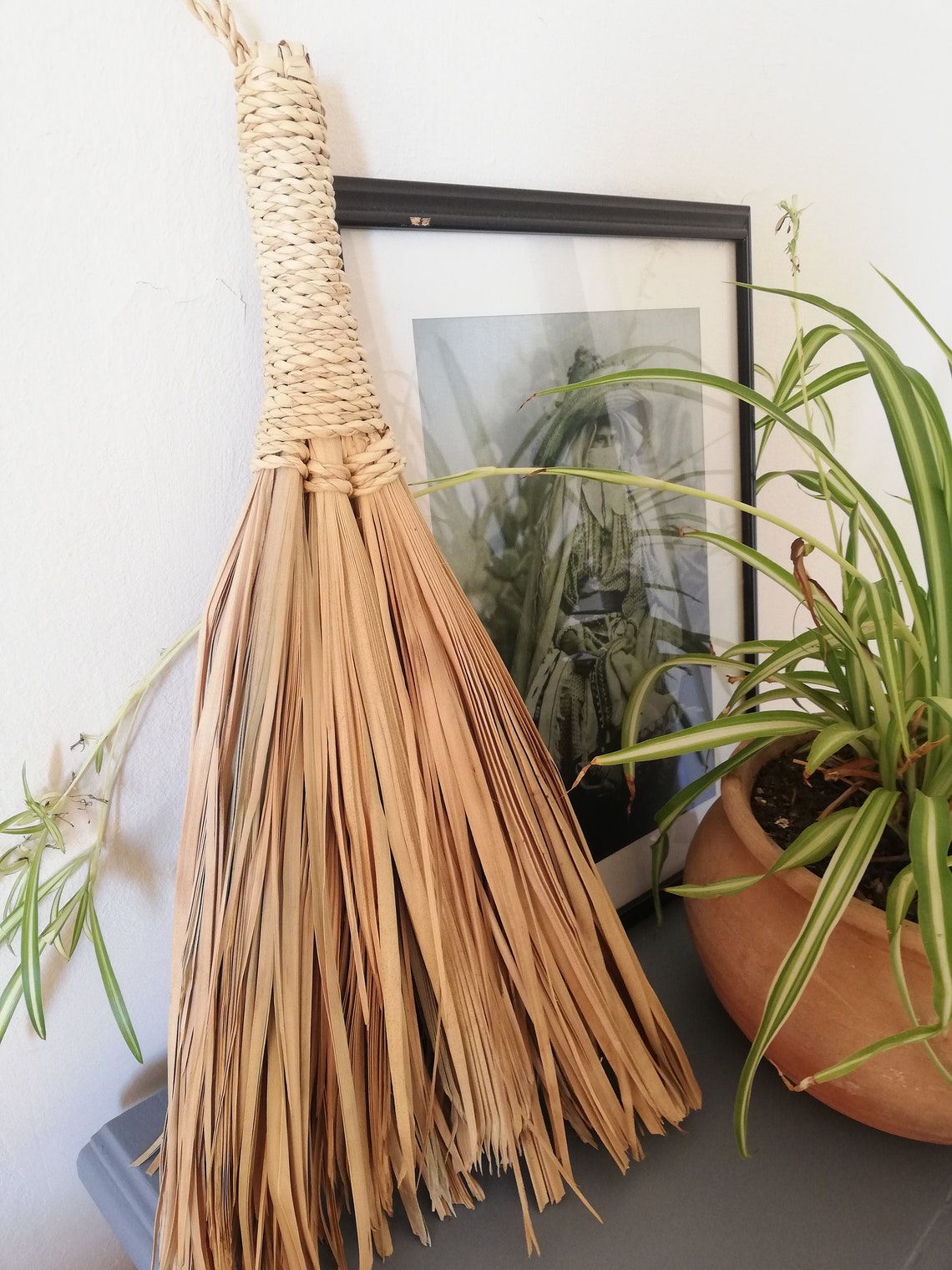 Hand Broom in Palm Leaves // Straw Broom Sweeping Brush Etsy