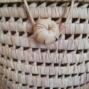 lidded storage basket storage solutions Toy basket with lid in palm leaf and reed toy box storage box panier \u00e0 linge wicker chest