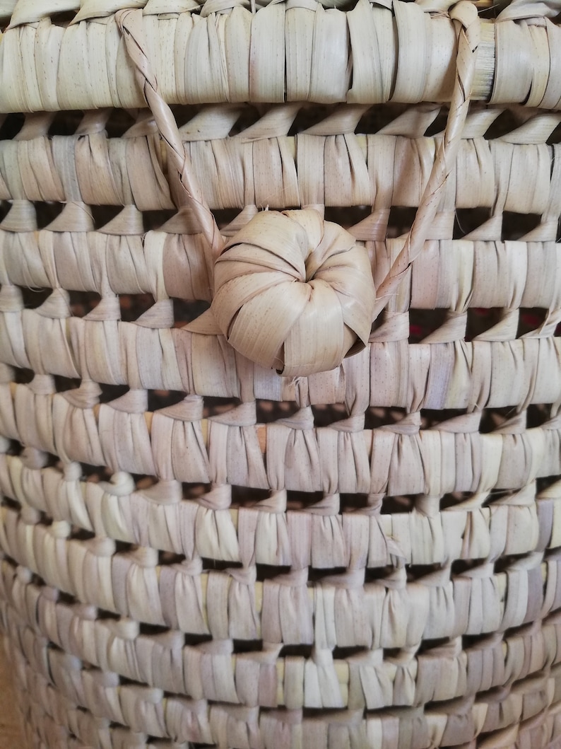 lidded storage basket storage solutions Toy basket with lid in palm leaf and reed toy box storage box panier \u00e0 linge wicker chest