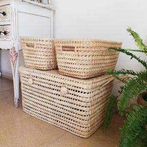 Toy basket + 2 storage baskets - woven toy chest