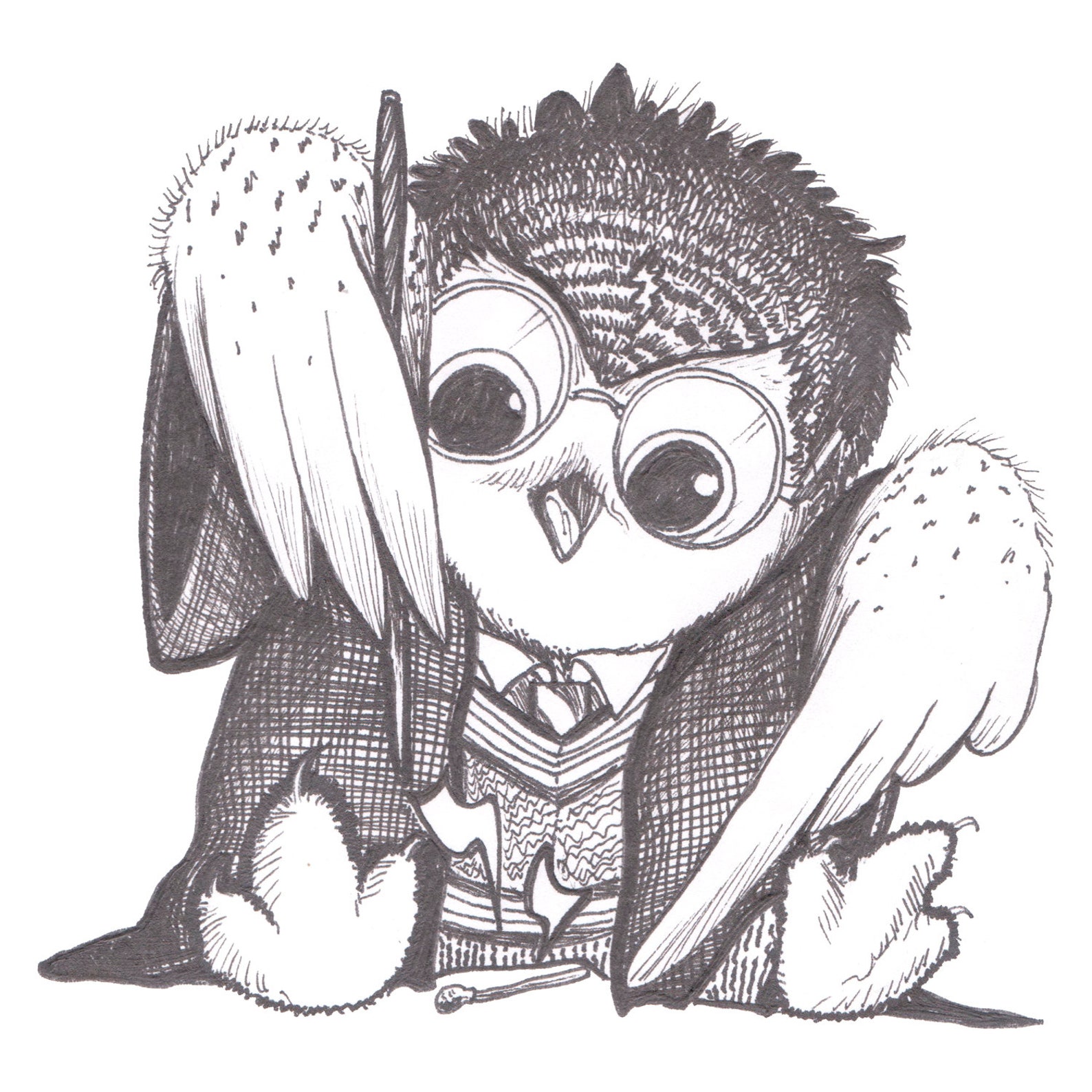 Harry Potter Owl PNG illustration Instant Download for Etsy