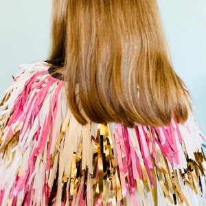 Boho Tinsel Cape, Adult and Children&#39;s sizes available, Fringe Cape, Wedding Cape, Pride Cape, Tinsel Fringe, Festival Fashion