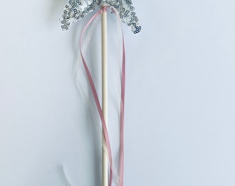 Silver Sequin Fairy Star Wand | Birthday Wand | Fancy Dress | Princess | Party Wand