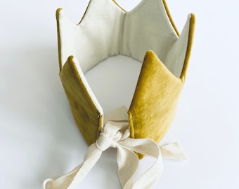 Mustard Velvet Crown | Birthday Crown | Fabric Crown | Cake Smash