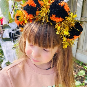 HALLOWEEN Tinsel and Pom Pom headband, adult and children