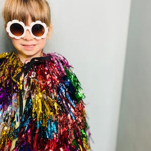 Rainbow Fringe Tinsel Cape, Festival Cape, LGBTQ Cape, Pride Cape, Multicolour Cape