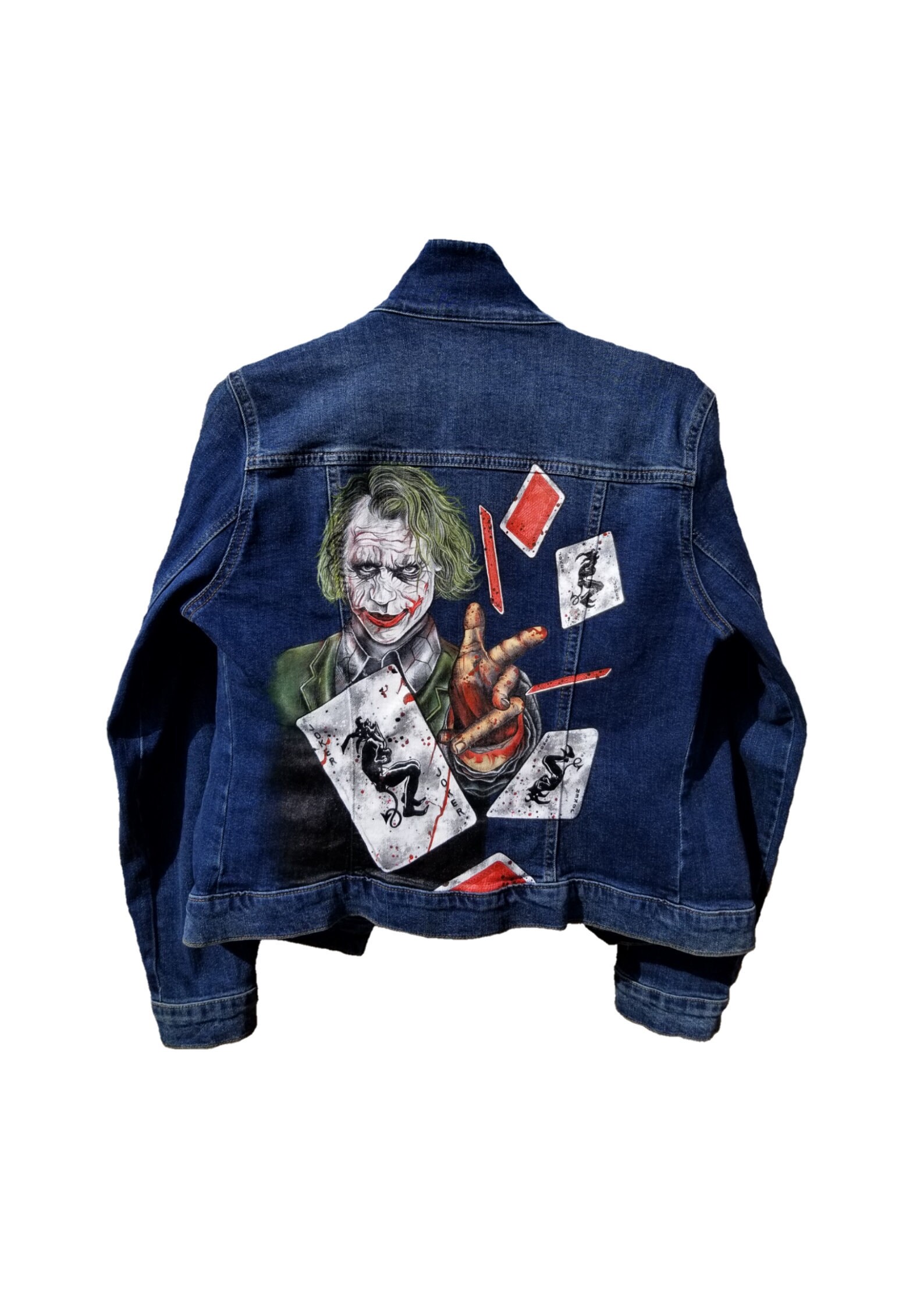 Custom jacket Handpainted jacket joker Dark mens denim Etsy
