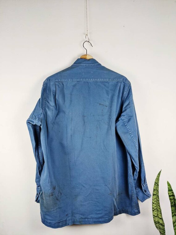 Vintage 70s Blue French Jacket Monetex Lendelede … - image 4