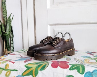 Vintage Dr. Martens 8098 Chunky Oxford Shoes Platform England Brown Leather