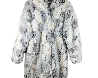 Vintage Helene Couture Faux Fur Coat | 90s Belgian Designer Printed Fur