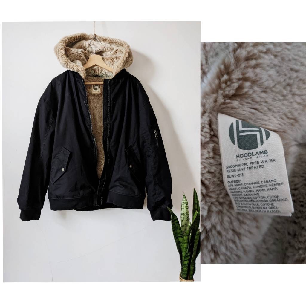 Hemp Jacket Hoodlamb Sherpa Organic Cotton Eco Friendly -