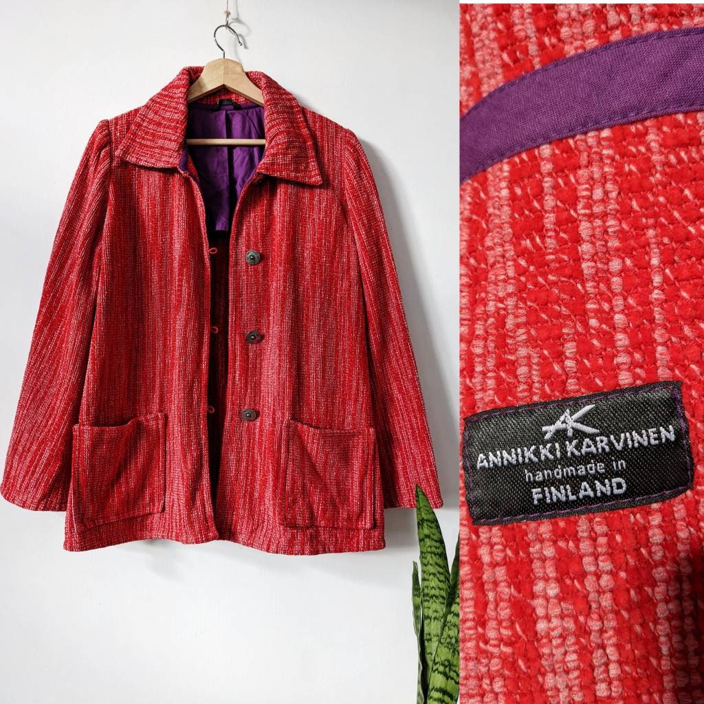 Annikki Karvinen Handmade Jacket Finland Wool Red - Etsy Annikki Karvinen Handmade Jacket Finland Wool Red - Etsy