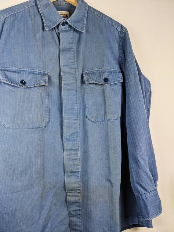 Vintage 70s Blue French Jacket Monetex Lendelede … - image 8