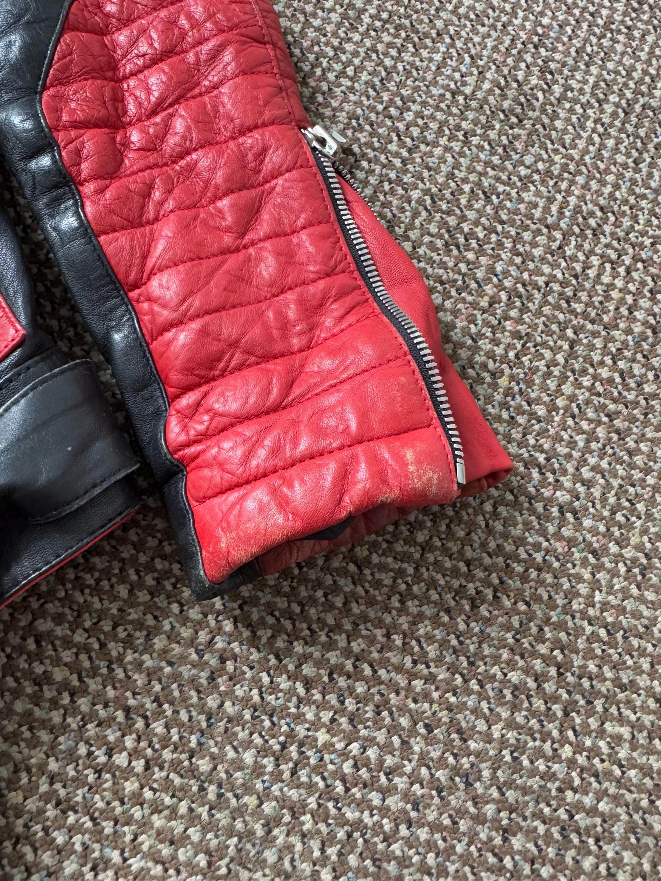 Balmain X HM Leather Red Biker Jacket Moto Style - Etsy