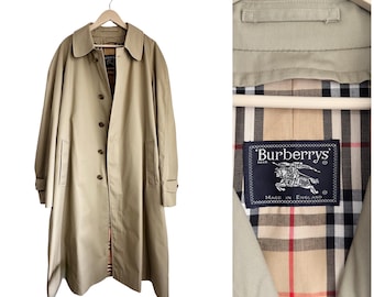 Vintage Burberrys Navy Trench Coat Classic Nova Check Made in