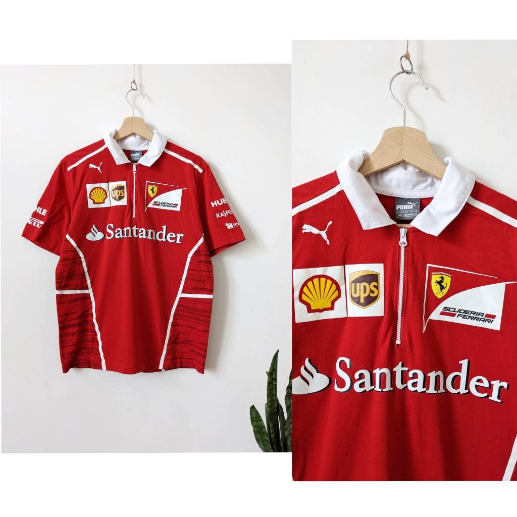 Puma Ferrari Scuderia Team Formula Uno F1 Racing Polo Shirt Long Sleeve Red