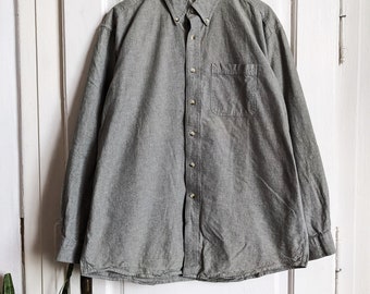 L.L.Bean Button Down Shirt Mens Oxford Gray Casual Long Sleeve Classic Fit L