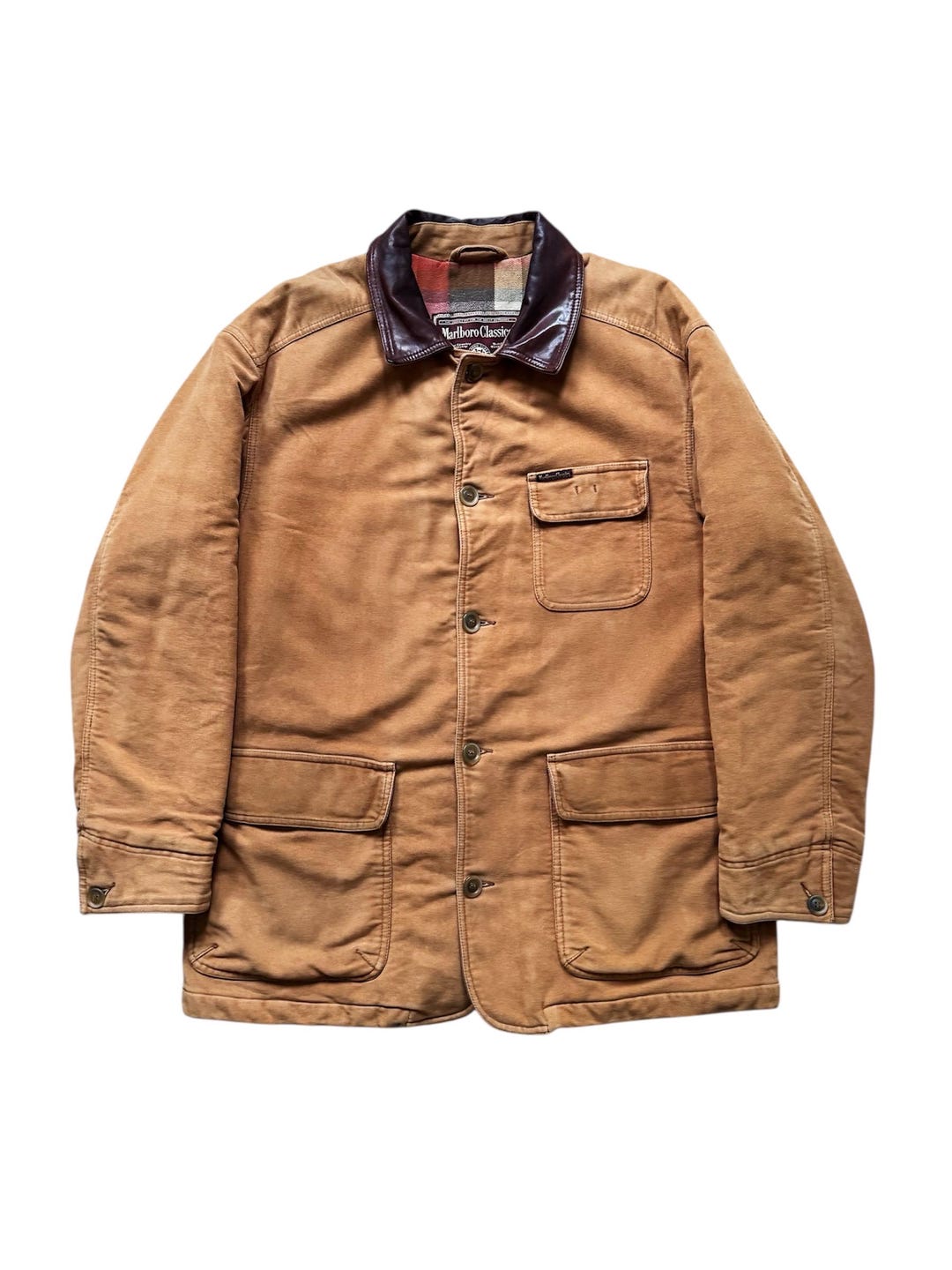 Marlboro Classic Tan Beige Jacket Leather Collar - Etsy