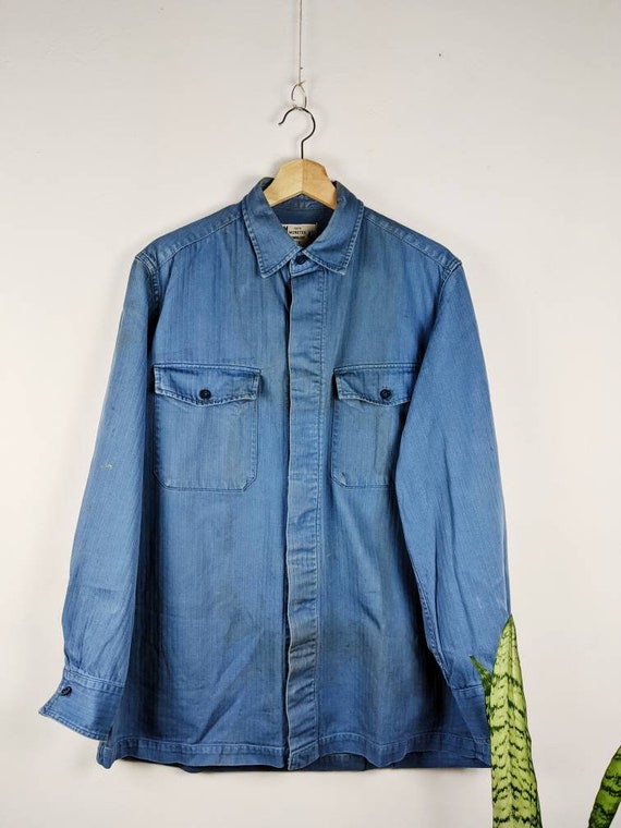 Vintage 70s Blue French Jacket Monetex Lendelede … - image 2