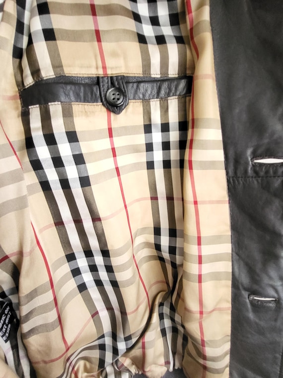 Vintage Burberry Leather Jacket Lamb Nappa Leather Parka