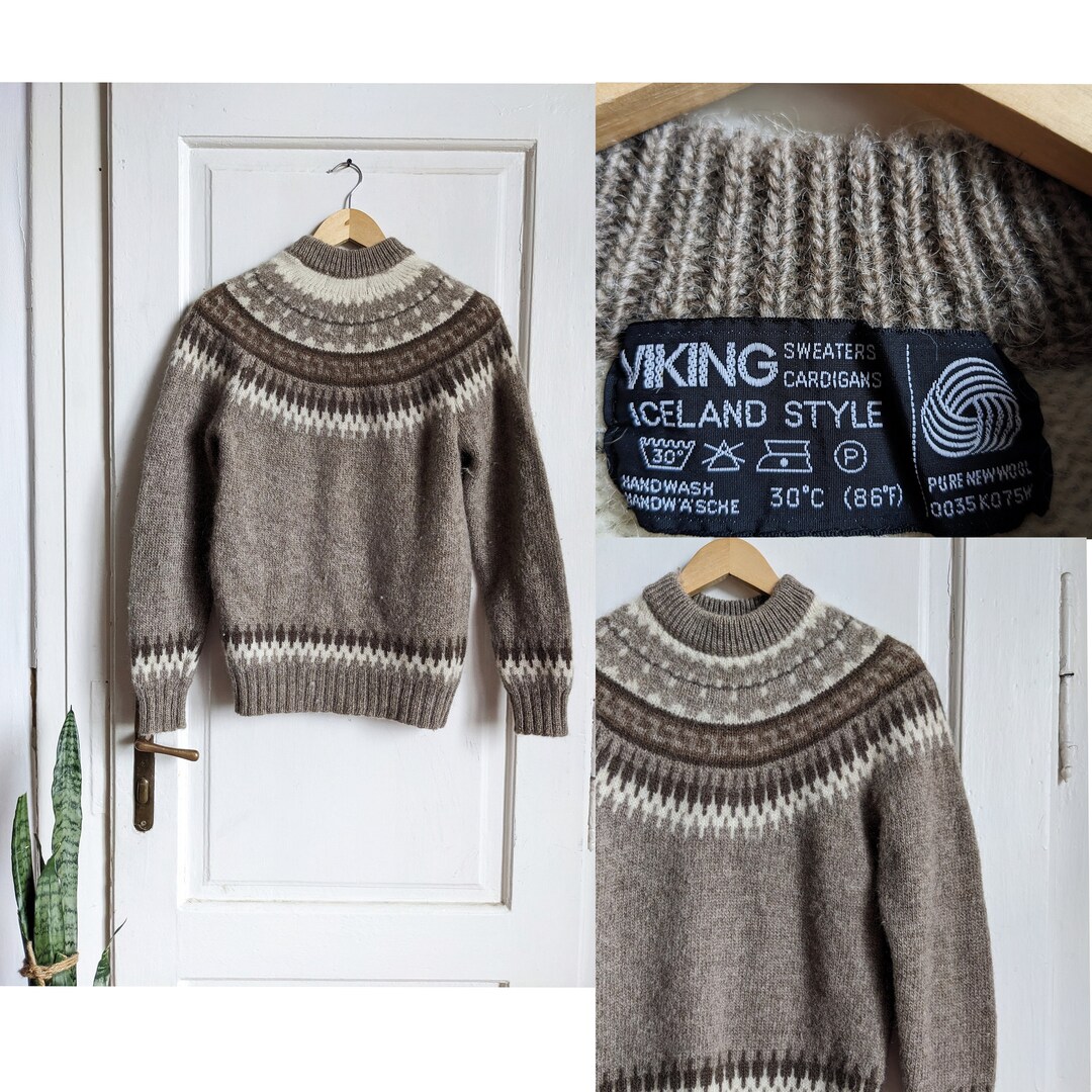Vintage Viking Icelandic Wool Sweater Handknitted Viking Etsy